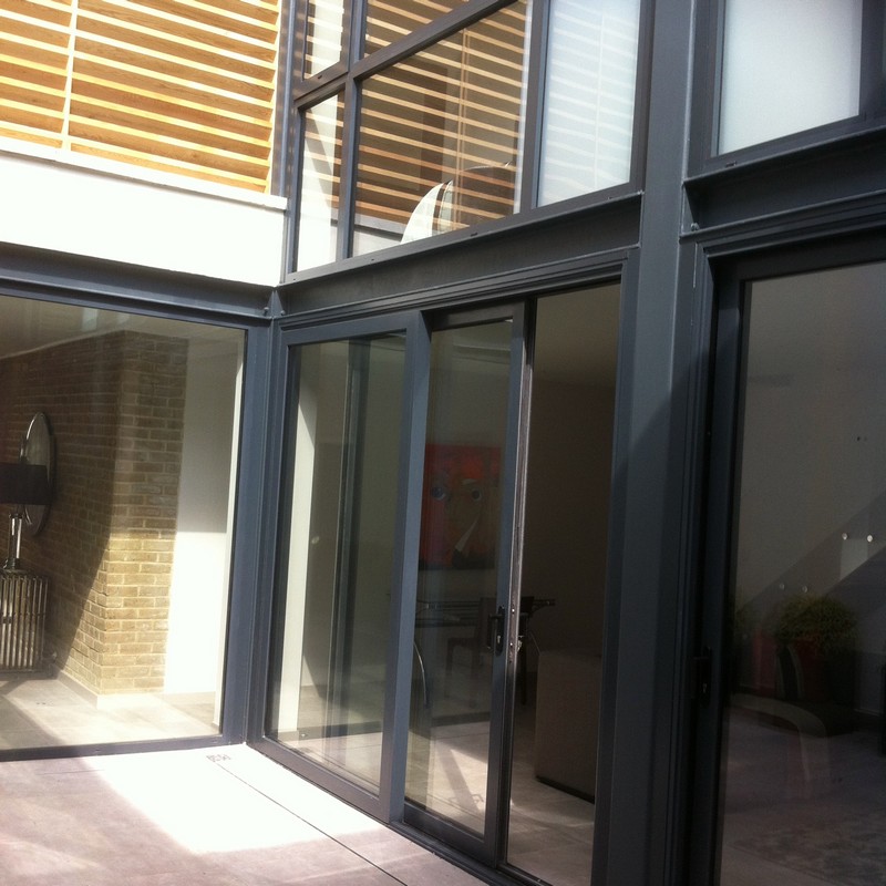 Anthracite aluminium sliding patio doors fitted in Waltham Abbey